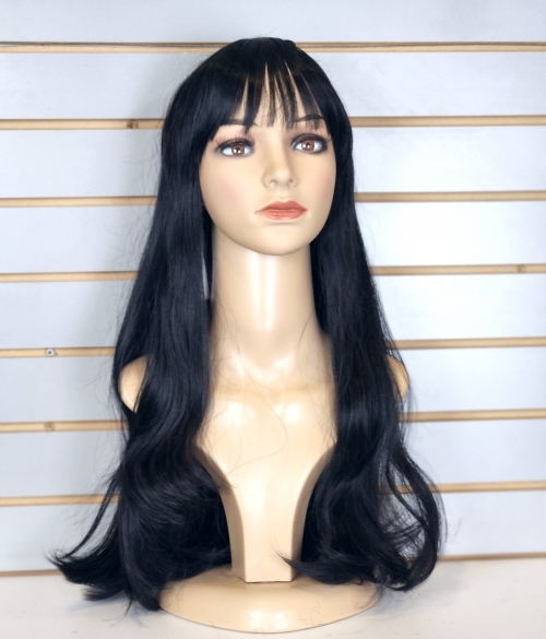 Perruque noire longue avec vagues