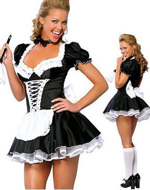 Costume de femme de chambre sexy pour adulte, 3 pièces